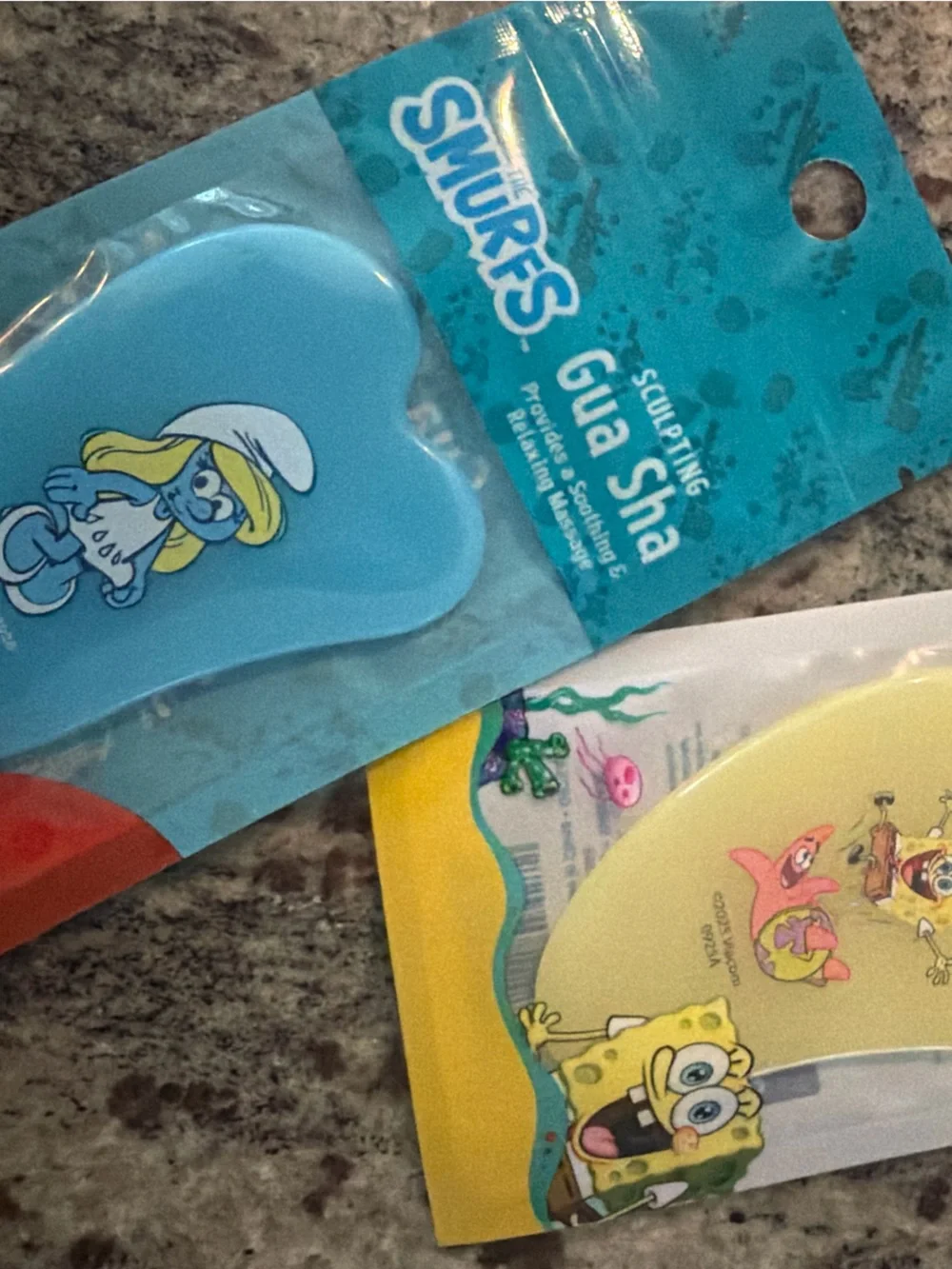 NEW Smurfs & SpongeBob Heart Gua Sha - Blue & Yellow